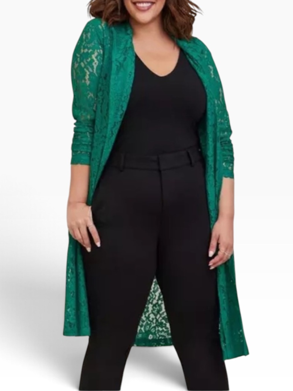 Torrid Sheer Green Lace Duster Trench 1X